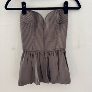 Silk strapless peplum top